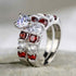 Classic Red Heart Shape 14K White Gold Plated Cubic Zirconia Women's Ring